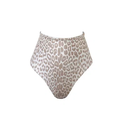 Terra Dea Women's Neutrals / White / Brown Acapulco Reversible High Waist Bikini Briefs Leopard & White In Multi