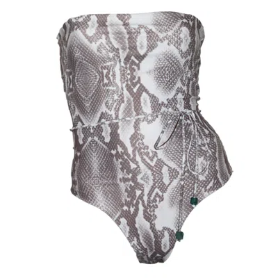 Terra Dea Women's Neutrals / White Loco Reversible One Piece Swimsuit - Snake & White In Multi