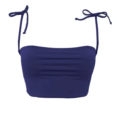 Terra Dea Women's White / Blue / Neutrals Full Bust Loco Reversible Bikini Top - Navy & Ivory