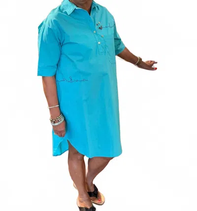 Terra Midi Shirt Dress In Turquoise In Blue