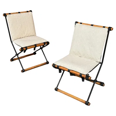 Pre-owned Terra Pair Of Celo Baldon Patio Side Chairs In Brown