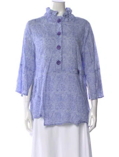 Pre-owned Terra Printed Three-quarter Sleeve Button-up Top In Multi