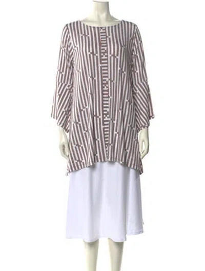 Pre-owned Terra Striped Bateau Neckline Tunic In Multi