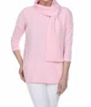 Terra Waffle Knit Tie Neck Top In Light Pink