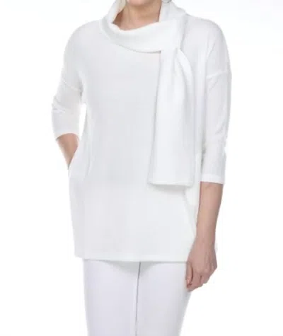 Terra Waffle Knit Tie Neck Top In White