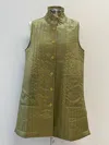 Terra Women's Button Up High Neck Vest In Gold Olive In Green