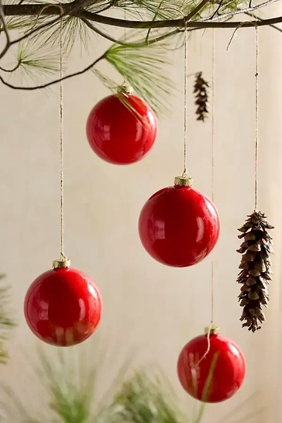 Terrain 5" Colorful Glass Bauble Ornaments, Set Of 6
