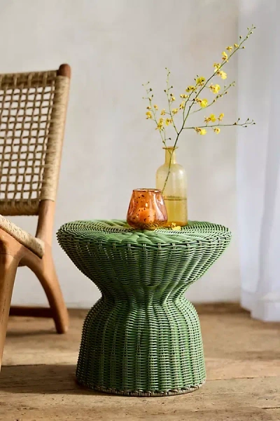 Terrain All Weather Wicker Side Table, Low In Green