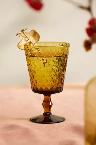 Terrain Amber Glass Goblet In Yellow