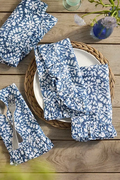 Terrain Americana Ruffle Cotton Napkins, Set Of 4