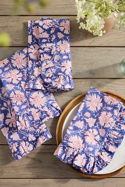 Terrain Americana Ruffle Cotton Napkins, Set Of 4