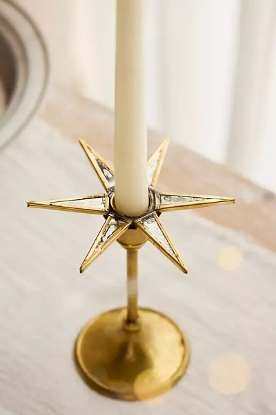 Terrain Antique Mirrored Star Candle Cuffs, Set Of 2 In Gold