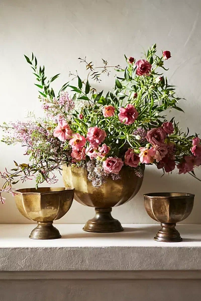 Terrain Antiqued Iron Bowl Vases, Set Of 3 In Gold