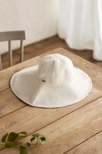 Terrain Asymmetrical Brim Cotton Crusher Hat, Solid In Beige