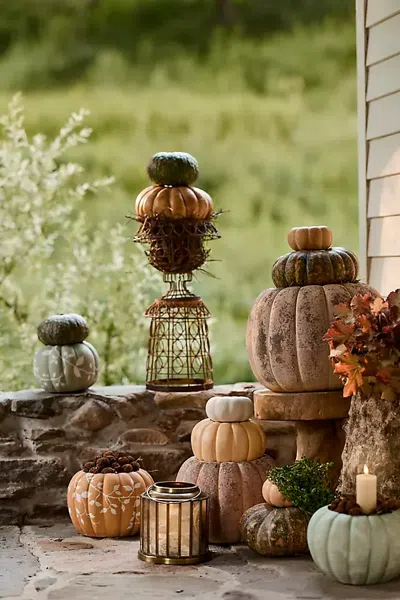Terrain Autumn Pumpkin Terracotta Planter In Orange