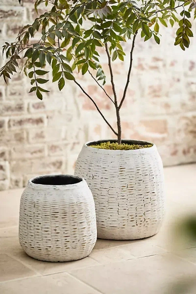 Terrain Bamboo + Fiber Jar Planter In White