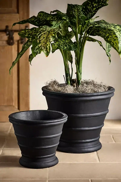 Terrain Banded Antique Black Terracotta Planter
