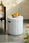 Terrain Basketweave Glazed Earthenware Stool In White
