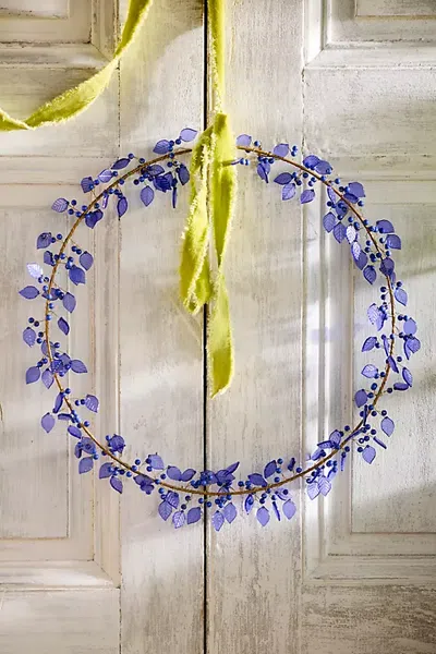 Terrain Beaded Blue Leaves Circlet Wreath