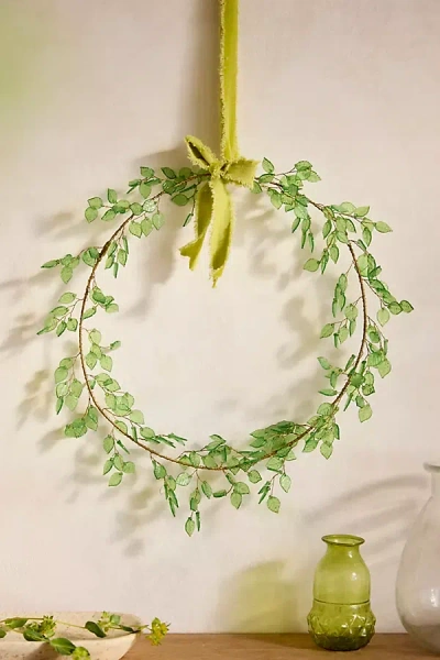 Terrain Beaded Green Leaves Wreath
