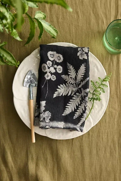 Terrain Black Fern Linen Napkins, Set Of 2