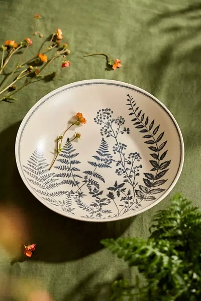 Terrain Black Fern Stoneware Serving Bowl In White