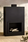 Terrain Black Steel Planed Outdoor Fireplace, Large