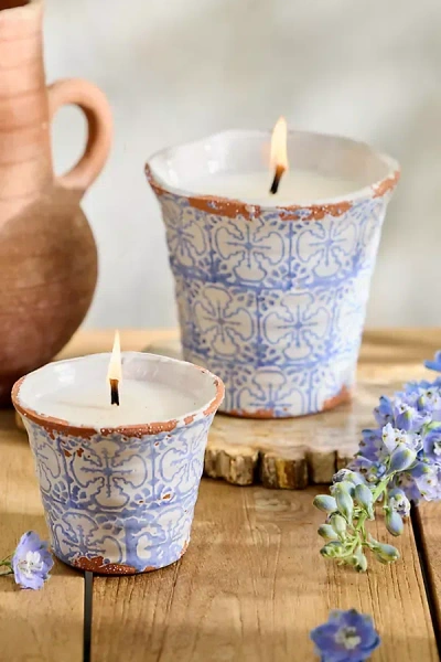 Terrain Block Print Citronella Candle, Blue