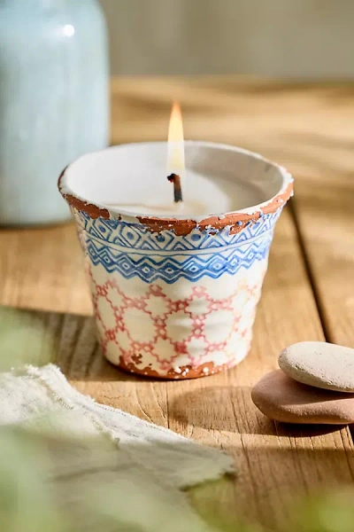 Terrain Block Print Citronella Candle, Blue + Pink