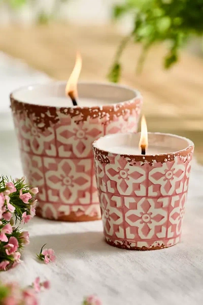 Terrain Block Print Citronella Candle, Coral