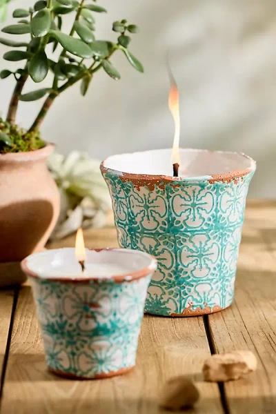 Terrain Block Print Citronella Candle, Turquoise In Blue