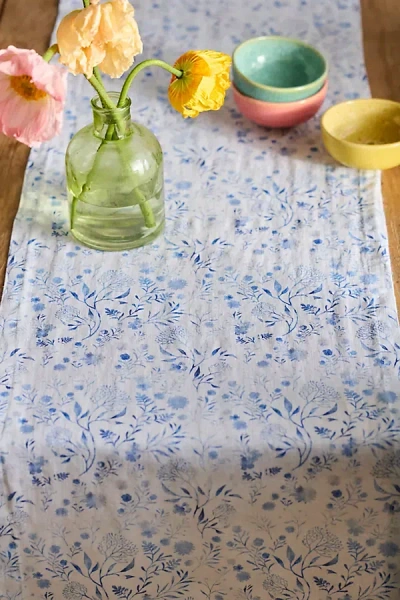 Terrain Blue Botanical Linen Runner