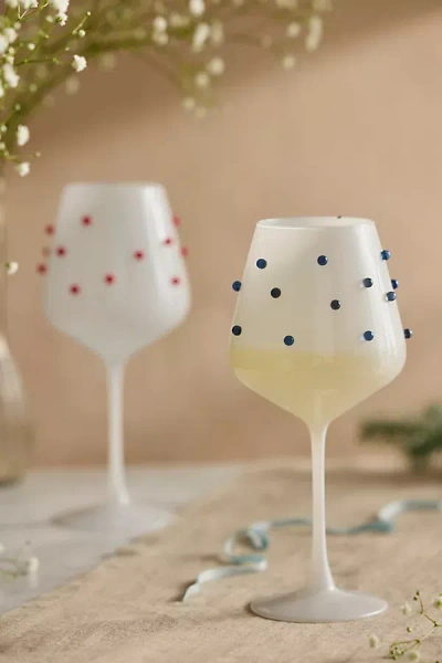 Terrain Blue Confetti Wine Glasses, Set Of 2 In White