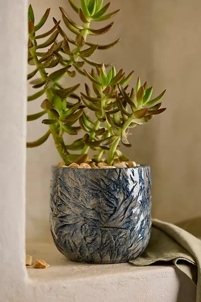 Terrain Blue Crackle Stoneware Planter