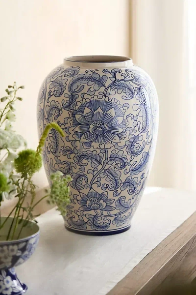 Terrain Blue Floral Chinoiserie Vase