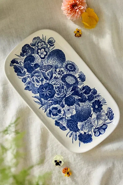 Terrain Blue Floral Stoneware Serving Platter, Medium