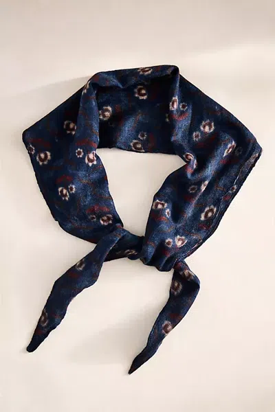 Terrain Blue Floral Wool + Silk Scarf