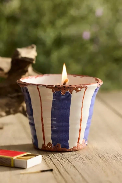 Terrain Blue Stripe Citronella Candle