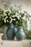 Terrain Blue Terracotta Double Handle Vase In Blue