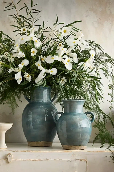 Terrain Blue Terracotta Double Handle Vase