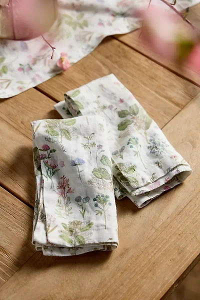 Terrain Botanical White Linen Napkins, Set Of 2