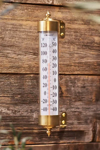 Terrain Brass Garden Thermometer In Gold