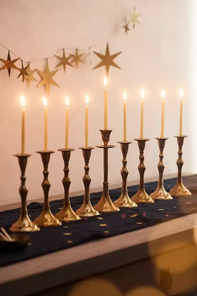 Terrain Brass Menorah Taper Holders, Set Of 9 In Gold