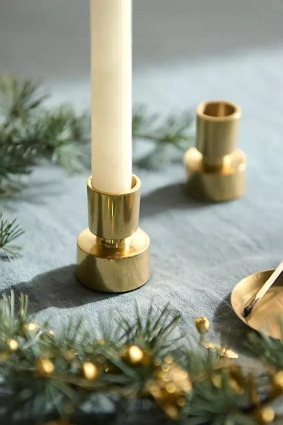 Terrain Brass Minimalist Taper Holders, Set Of 2 In Gold