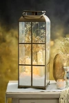 Terrain Brass Windowpane Lantern In Gold