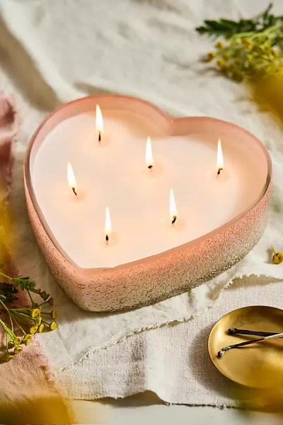 Terrain Bubble Glass Heart Candle, Peony Blush