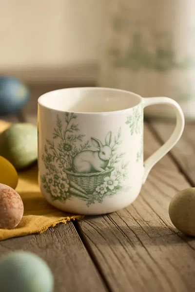Terrain Bunny Toile Stoneware Mug In Green