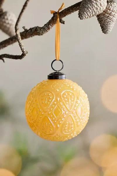 Terrain Butter Yellow Glass Globe Ornament