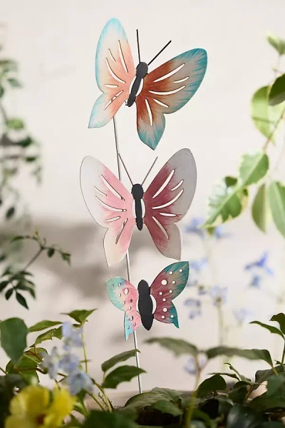 Terrain Butterfly Trio Iron Stake In Pink