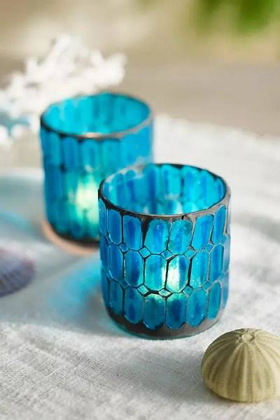 Terrain Caged Mosaic Votives, Set Of 2 In Blue